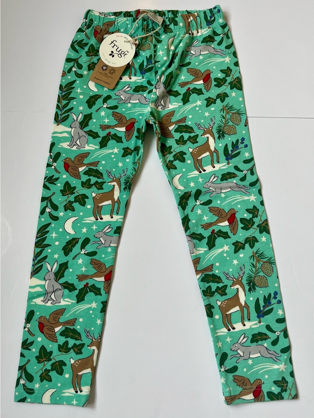 FRUGI Kids Green Woodland Animal Leggings
